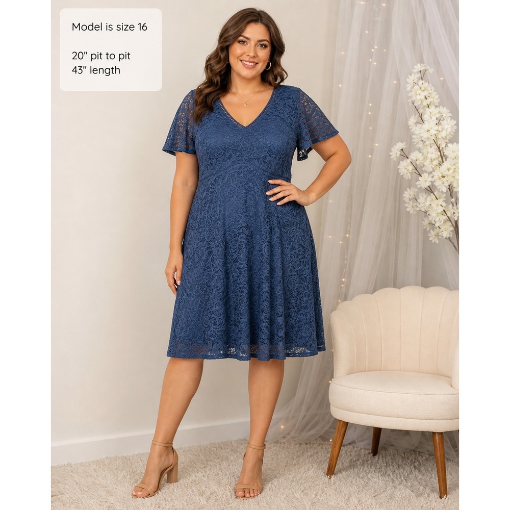 Torrid Whimsical Lace Party Dress Blue Feminine Fairy Special Occasion Size 16